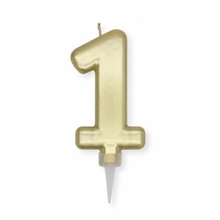 CANDELINA NUMERO 1 PLUMP ORO METAL 10CM