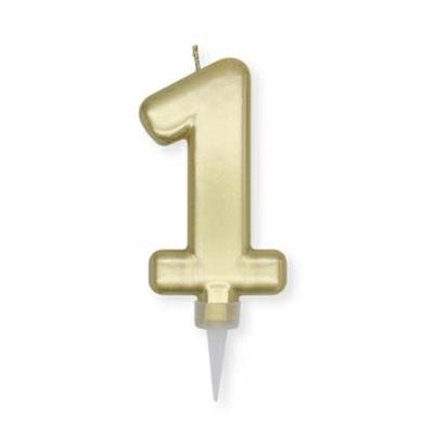 CANDELINA NUMERO 1 PLUMP ORO METAL 10CM
