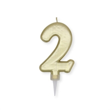 CANDELINA NUMERO 2 PLUMP ORO METAL 10CM