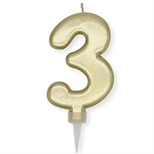 CANDELINA NUMERO 3 PLUMP ORO METAL 10CM
