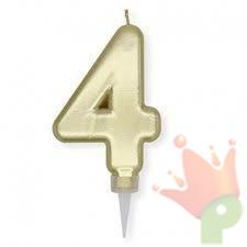 CANDELINA NUMERO 4 PLUMP ORO METAL 10CM
