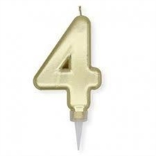 CANDELINA NUMERO 4 PLUMP ORO METAL 10CM