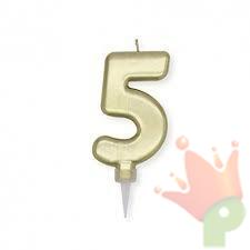 CANDELINA NUMERO 5 PLUMP ORO METAL 10CM