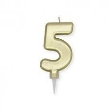 CANDELINA NUMERO 5 PLUMP ORO METAL 10CM