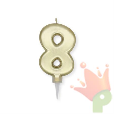 CANDELINA NUMERO 8 PLUMP ORO METAL 10CM