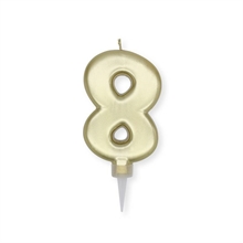 CANDELINA NUMERO 8 PLUMP ORO METAL 10CM