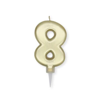 CANDELINA NUMERO 8 PLUMP ORO METAL 10CM