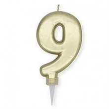 CANDELINA NUMERO 9 PLUMP ORO METAL 10CM