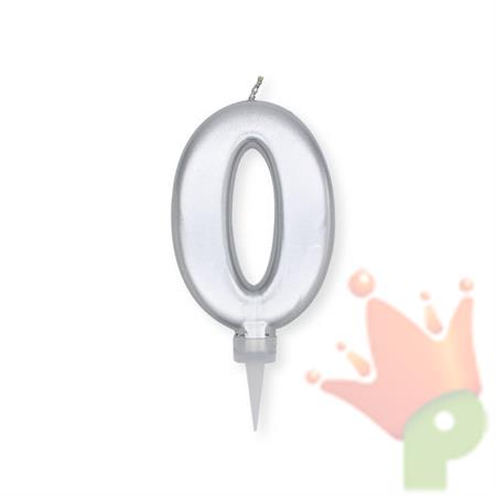 CANDELINA NUMERO 0 PLUMP ARGENTO METAL 10CM