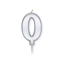 CANDELINA NUMERO 0 PLUMP ARGENTO METAL 10CM