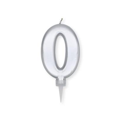 CANDELINA NUMERO 0 PLUMP ARGENTO METAL 10CM