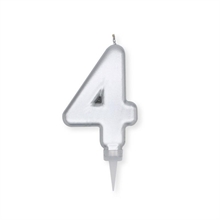 CANDELINA NUMERO 4 PLUMP ARGENTO METAL 10CM