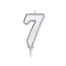 CANDELINA NUMERO 7 PLUMP ARGENTO METAL 10CM