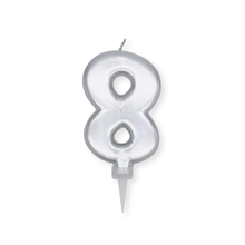 CANDELINA NUMERO 8 PLUMP ARGENTO METAL 10CM