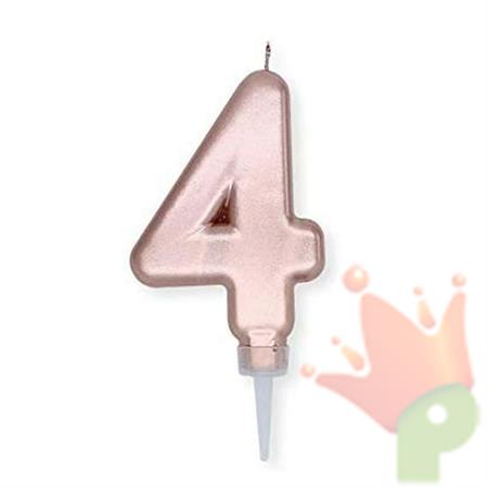 CANDELINA NUMERO 4 PLUMP ROSE GOLD METAL 10CM