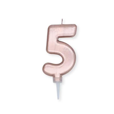 CANDELINA NUMERO 5 PLUMP ROSE GOLD METAL 10CM