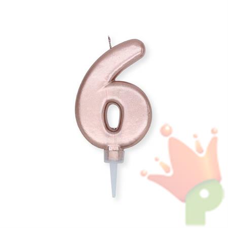 CANDELINA NUMERO 6 PLUMP ROSE GOLD METAL 10CM