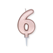 CANDELINA NUMERO 6 PLUMP ROSE GOLD METAL 10CM