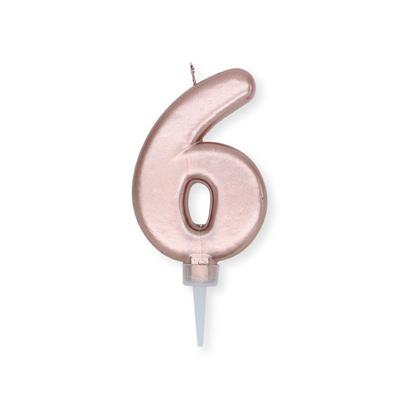 CANDELINA NUMERO 6 PLUMP ROSE GOLD METAL 10CM