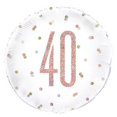 PALLONCINO MYLAR 18INCH GLITZ 40 ANNI ROSA GOLD