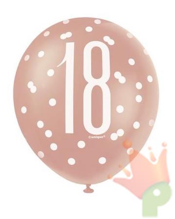 PALLONCINI 12INCH GLITZ HAPPY BIRTHDAY ROSA GOLD 6PZ