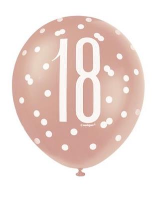 PALLONCINI 12INCH GLITZ HAPPY BIRTHDAY ROSA GOLD 6PZ