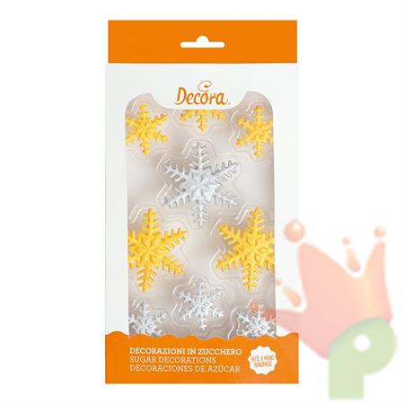 DECORAZIONI GOLD & SILVER SNOWFLAKES IN ZUCCHERO 9PZ