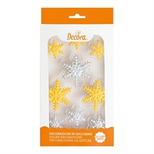 DECORAZIONI GOLD & SILVER SNOWFLAKES IN ZUCCHERO 9PZ