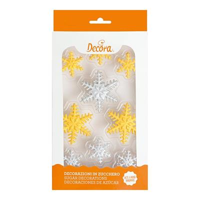 DECORAZIONI GOLD & SILVER SNOWFLAKES IN ZUCCHERO 9PZ