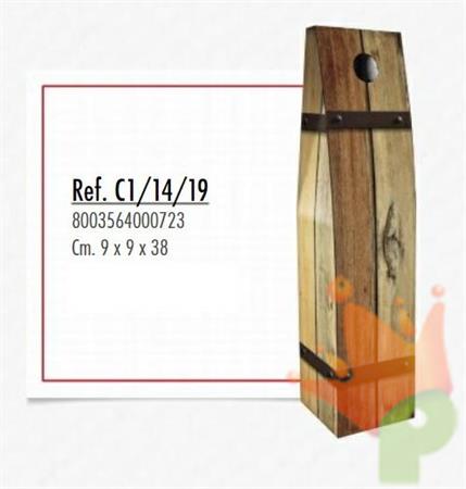 SCATOLA PORTABOTTIGLIA 1 POSTO 9X9X38CM ROVERE