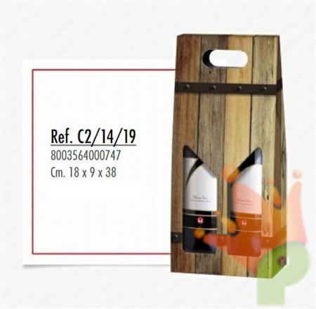 SCATOLA PORTABOTTIGLIE 2 POSTI 18X9X38CM ROVERE