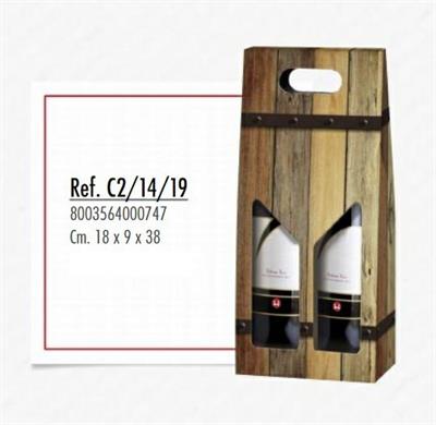 SCATOLA PORTABOTTIGLIE 2 POSTI 18X9X38CM ROVERE