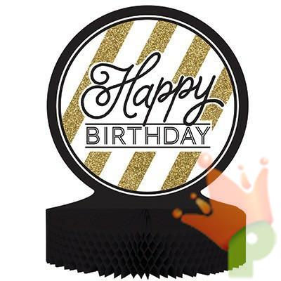 PALLONCINO MYLAR 18INCH 45CM HAPPY BIRTHDAY NERO/ORO