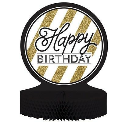 PALLONCINO MYLAR 18INCH 45CM HAPPY BIRTHDAY NERO/ORO