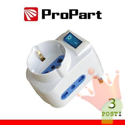 ADATTATORE 3 POSIZIONI BIPASSO/SCHUKO SPINA 16A SALVASPAZIO + IN
