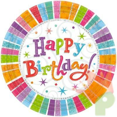 PIATTO 23CM HAPPY BIRTHDAY 8PZ