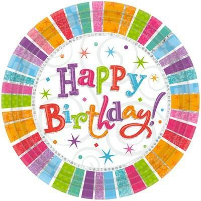 PIATTO 23CM HAPPY BIRTHDAY 8PZ