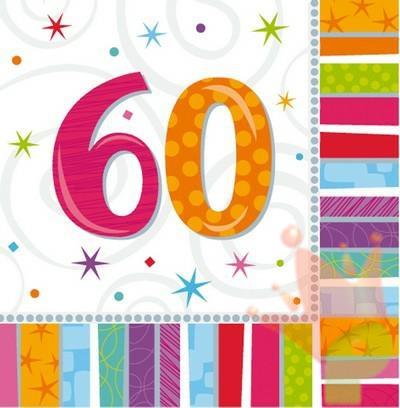TOVAGLIOLI 33X33 BUON COMPLEANNO 60 16PZ