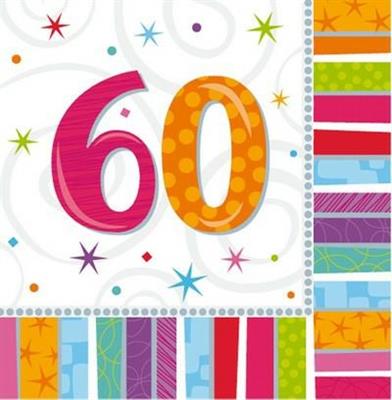 TOVAGLIOLI 33X33 BUON COMPLEANNO 60 16PZ