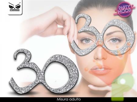 OCCHIALI GLITTER 30 ANNI ARGENTO