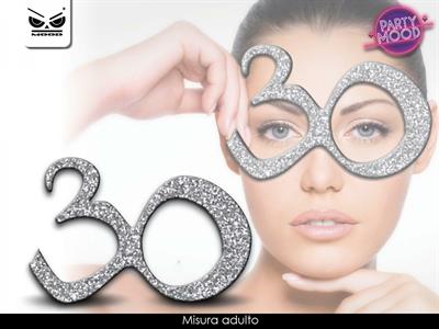 OCCHIALI GLITTER 30 ANNI ARGENTO