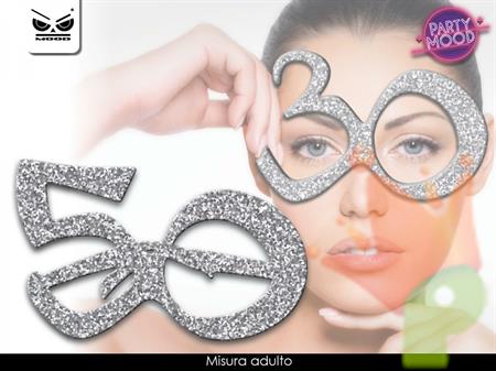 OCCHIALI GLITTER 50 ANNI ARGENTO