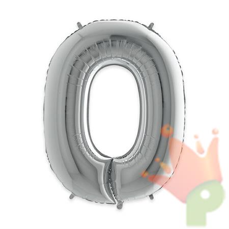 PALLONCINI MYLAR 40INCH 102CM NUMERO 0 ARGENTO