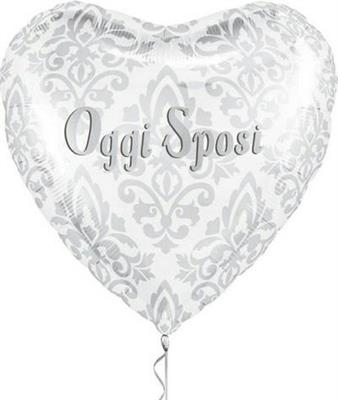 PALLONCINO MYLAR 18INCH 45CM CUORE OGGI SPOSI