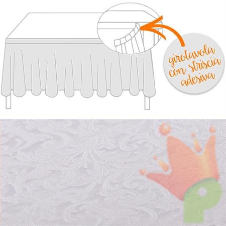 GONNA DAMASCATA FLOCCATO 74X430CM BIANCO