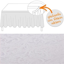 GONNA DAMASCATA FLOCCATO 74X430CM BIANCO
