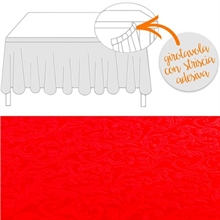 GONNA DAMASCATA FLOCCATO 74X430CM ROSSO