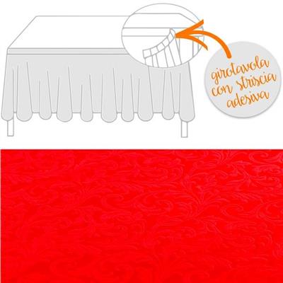 GONNA DAMASCATA FLOCCATO 74X430CM ROSSO