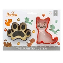TAGLIAPASTA GATTO E IMPRONTA IN PLASTICA 2PZ