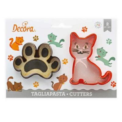 TAGLIAPASTA GATTO E IMPRONTA IN PLASTICA 2PZ